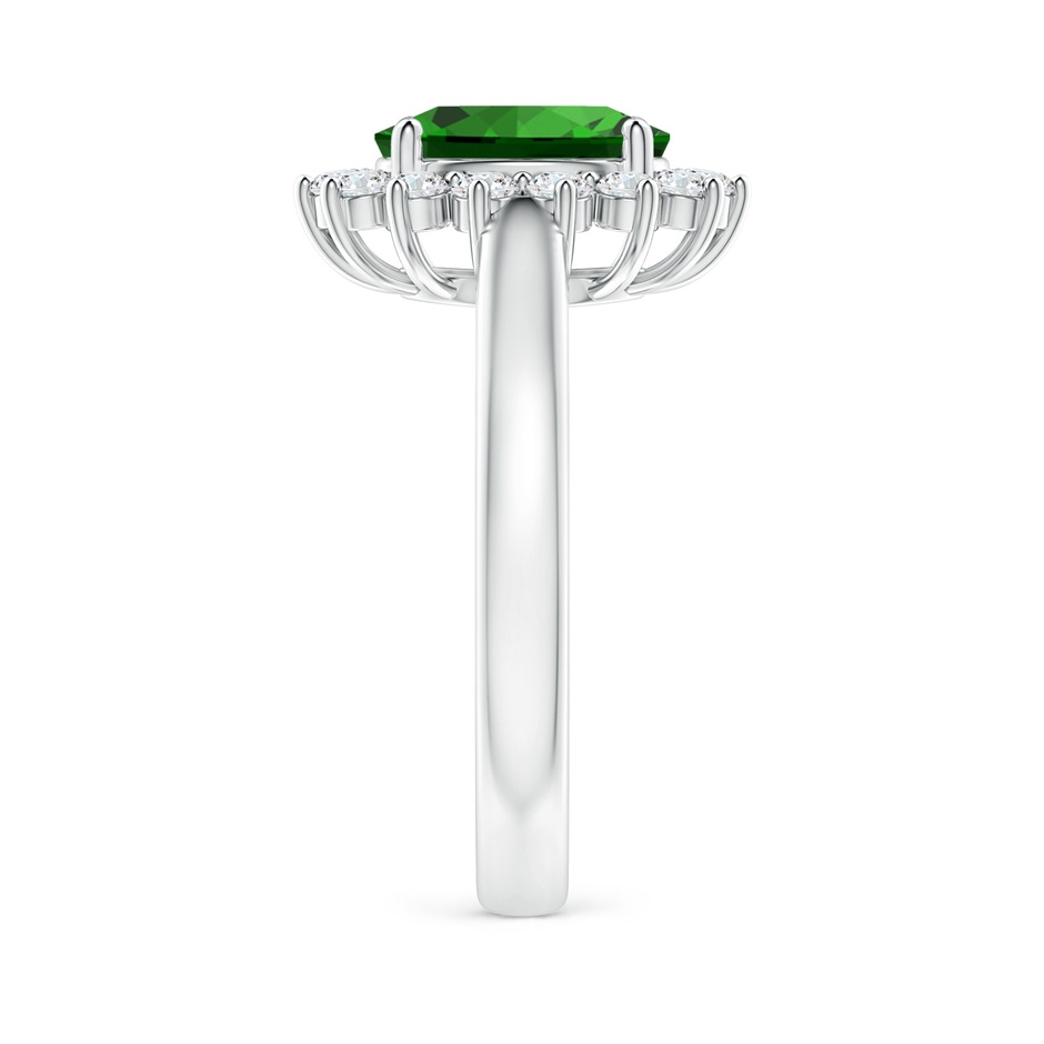 9x7mm Labgrown Lab-Grown Princess Diana Inspired Emerald Ring with Diamond Halo in White Gold side 299