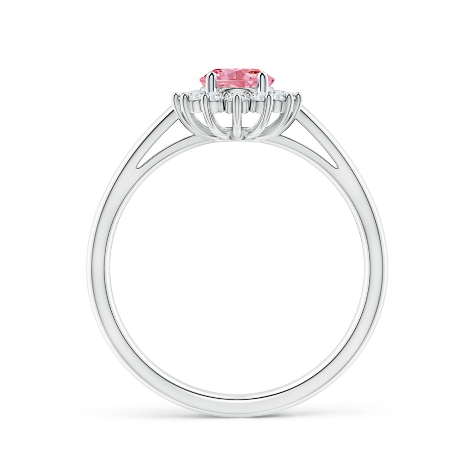 7x5mm Labgrown Princess Diana Inspired Lab-Grown Fancy Intense Pink Diamond Ring with Halo in P950 Platinum side 199