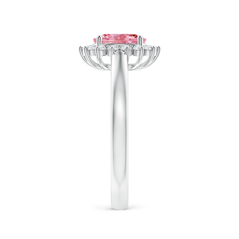 7x5mm Labgrown Princess Diana Inspired Lab-Grown Fancy Intense Pink Diamond Ring with Halo in P950 Platinum side 299