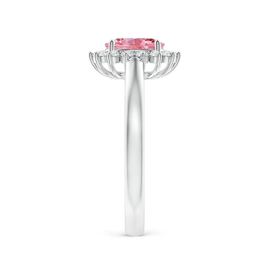 7x5mm Labgrown Princess Diana Inspired Lab-Grown Fancy Intense Pink Diamond Ring with Halo in White Gold side 299