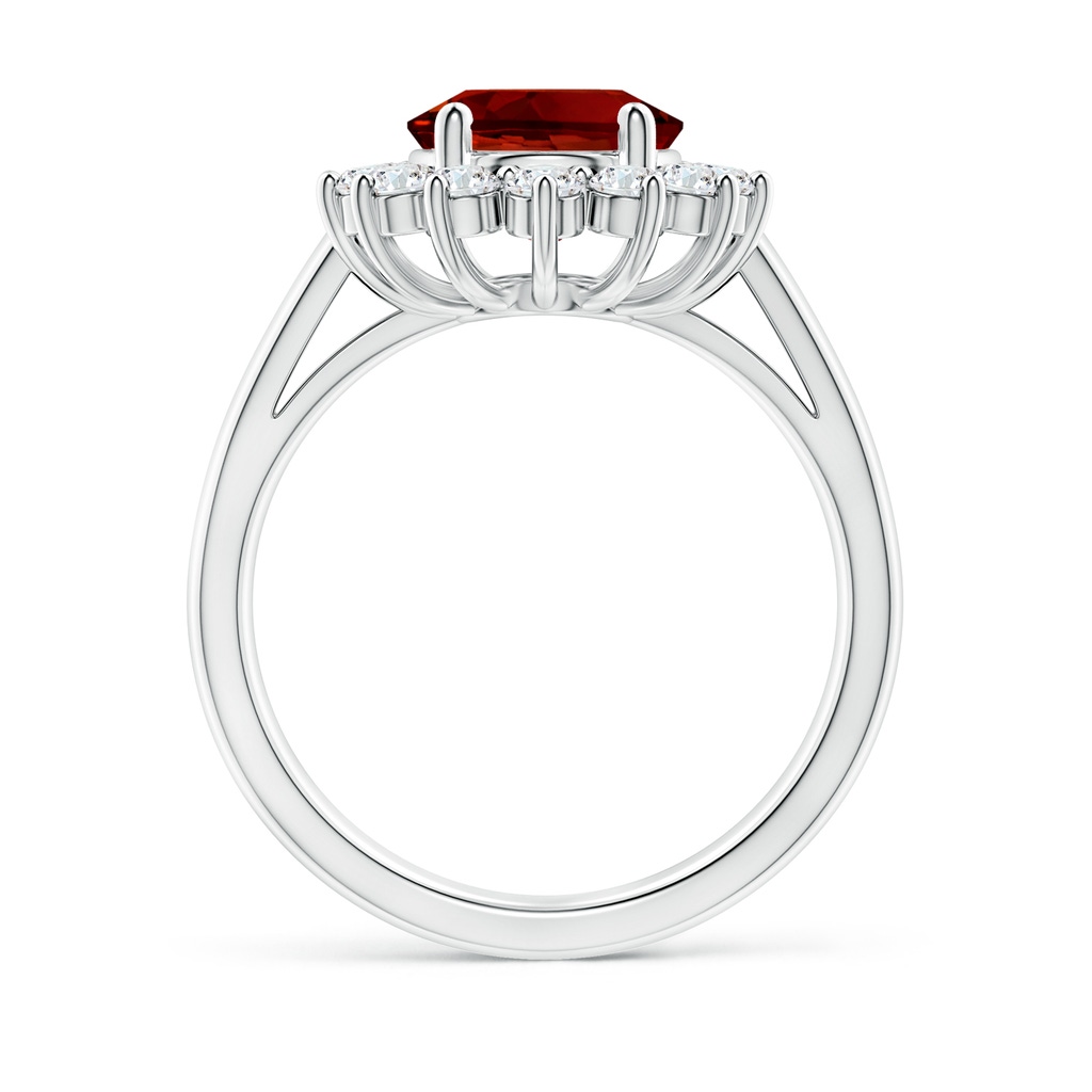 10x8mm Labgrown Lab-Grown Princess Diana Inspired Ruby Ring with Lab Diamond Halo in P950 Platinum - side 199