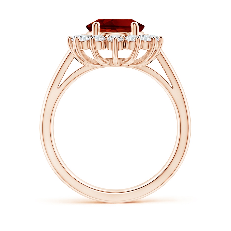 10x8mm Labgrown Lab-Grown Princess Diana Inspired Ruby Ring with Lab Diamond Halo in Rose Gold side 199