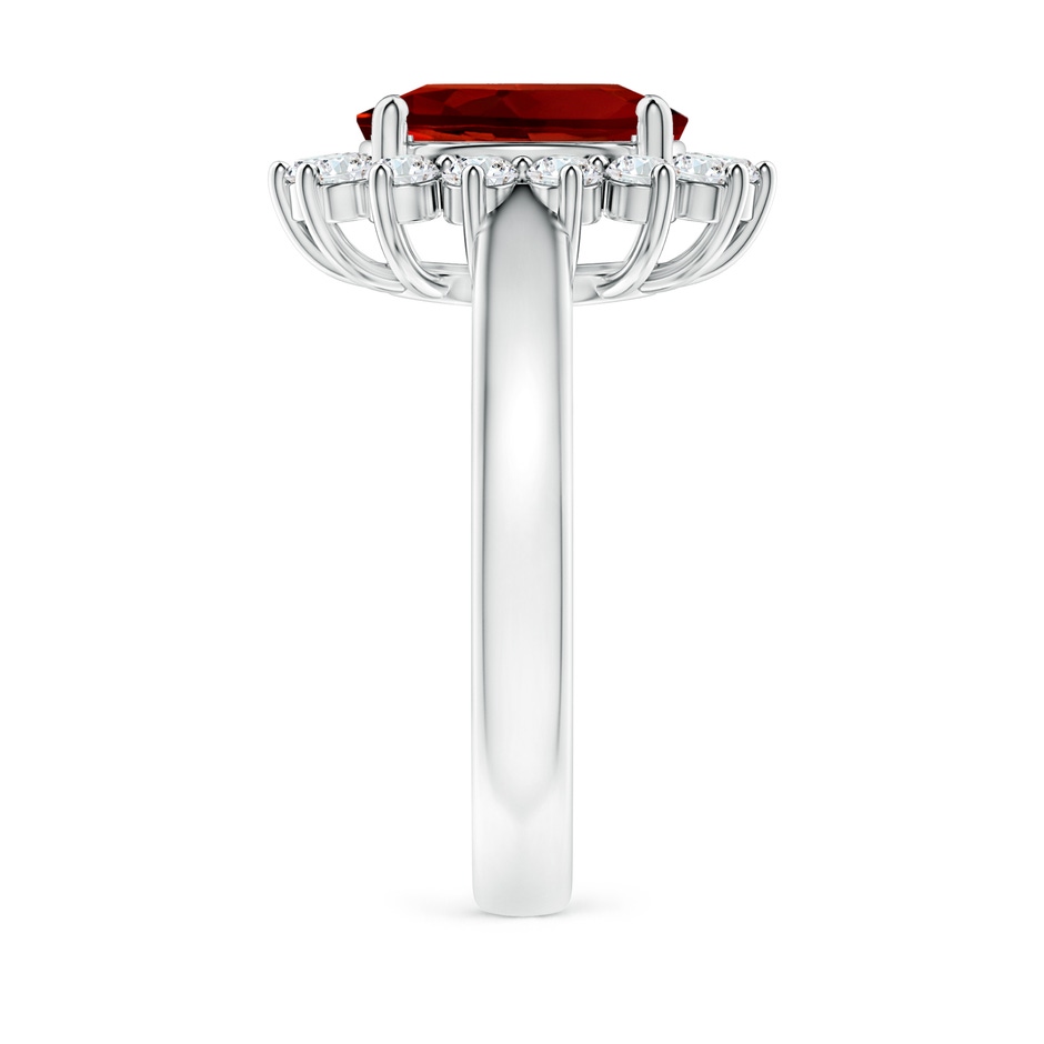 10x8mm Labgrown Lab-Grown Princess Diana Inspired Ruby Ring with Lab Diamond Halo in White Gold side 299