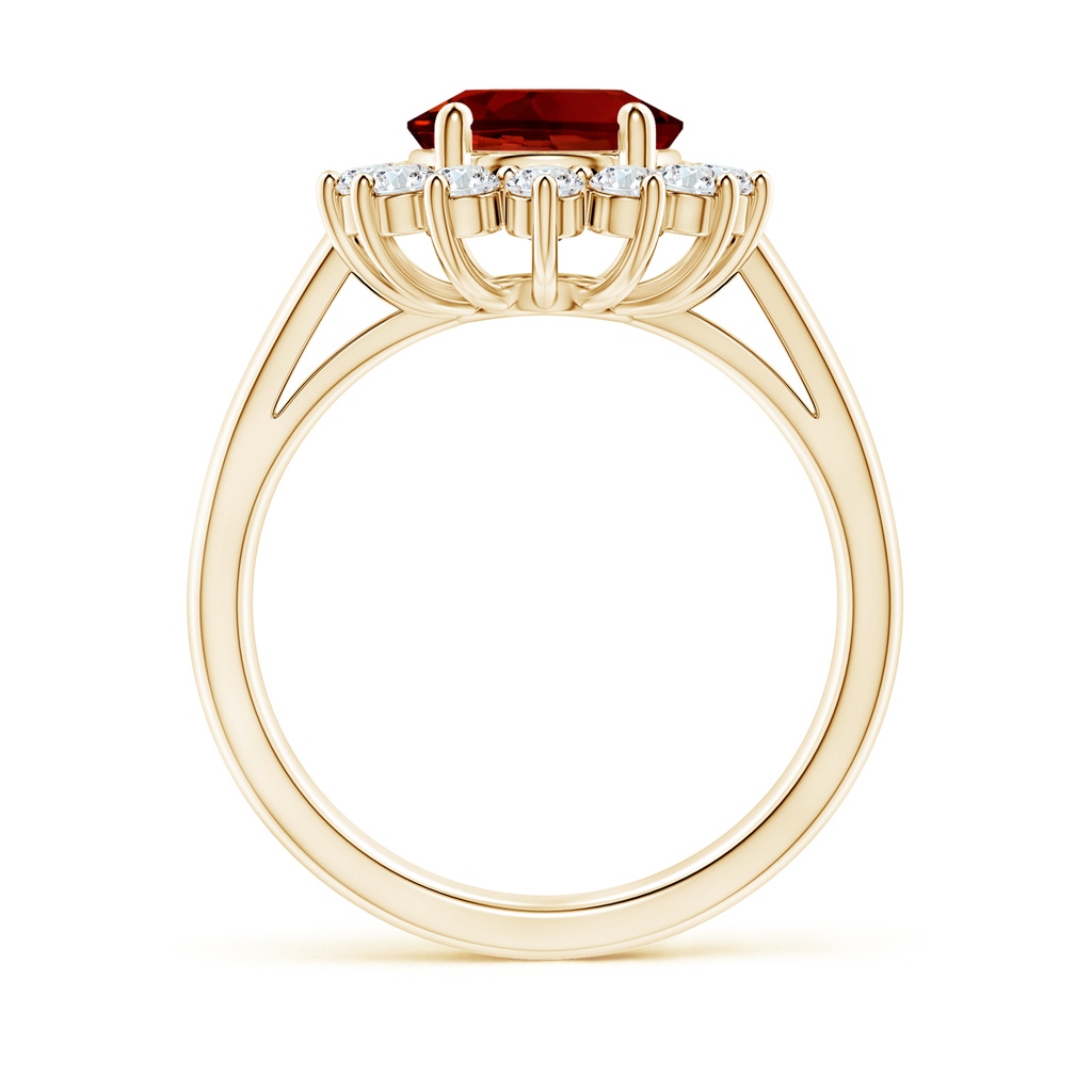 10x8mm Labgrown Lab-Grown Princess Diana Inspired Ruby Ring with Lab Diamond Halo in Yellow Gold - side 199