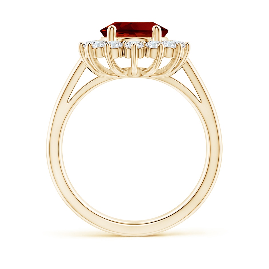 10x8mm Labgrown Lab-Grown Princess Diana Inspired Ruby Ring with Lab Diamond Halo in Yellow Gold side 199