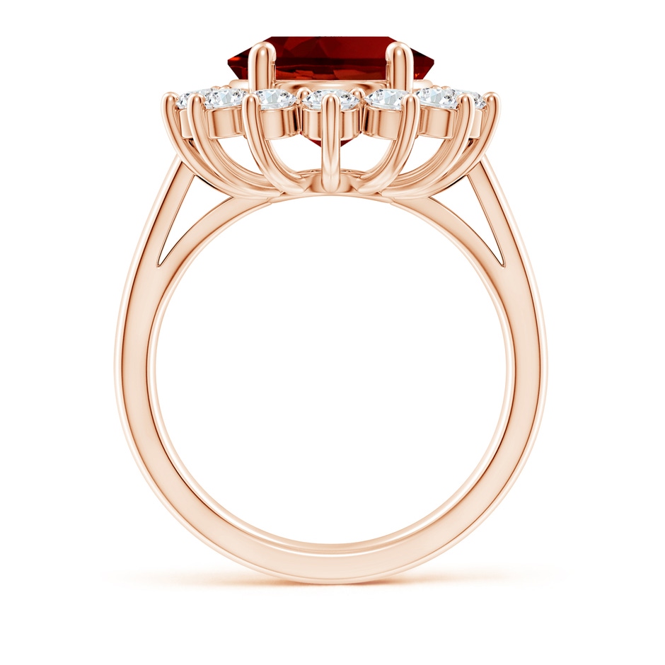 12x10mm Labgrown Lab-Grown Princess Diana Inspired Ruby Ring with Lab Diamond Halo in 18K Rose Gold side 199