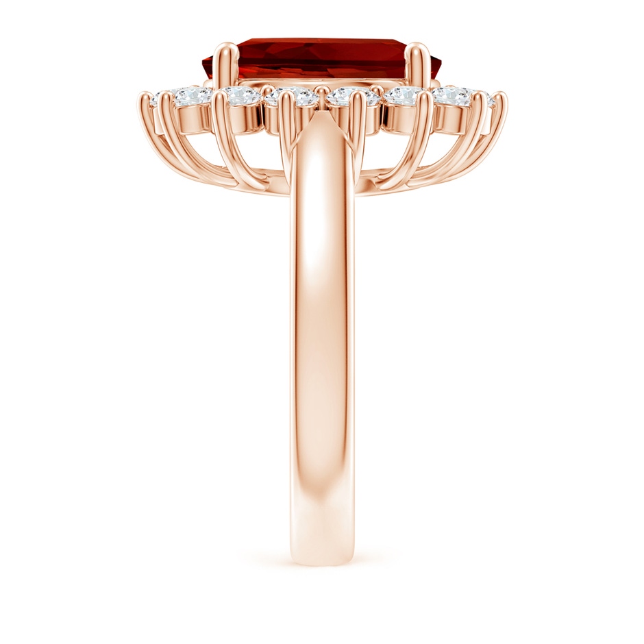 12x10mm Labgrown Lab-Grown Princess Diana Inspired Ruby Ring with Lab Diamond Halo in 18K Rose Gold side 299