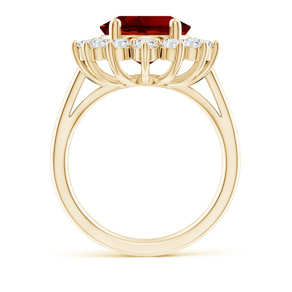 12x10mm Labgrown Lab-Grown Princess Diana Inspired Ruby Ring with Lab Diamond Halo in Yellow Gold side 199