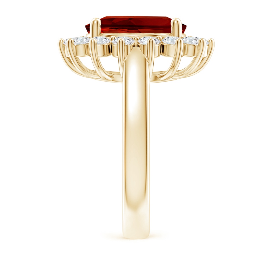 12x10mm Labgrown Lab-Grown Princess Diana Inspired Ruby Ring with Lab Diamond Halo in Yellow Gold side 299