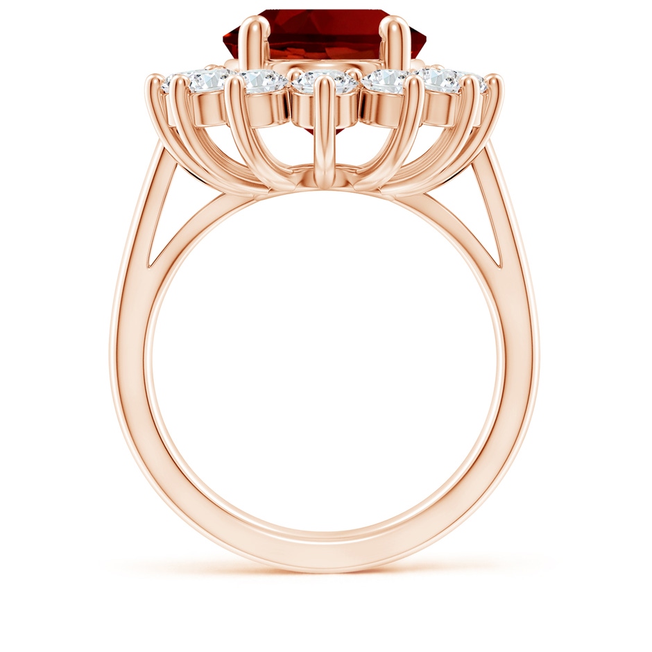 14x10mm Labgrown Lab-Grown Princess Diana Inspired Ruby Ring with Lab Diamond Halo in Rose Gold side 199