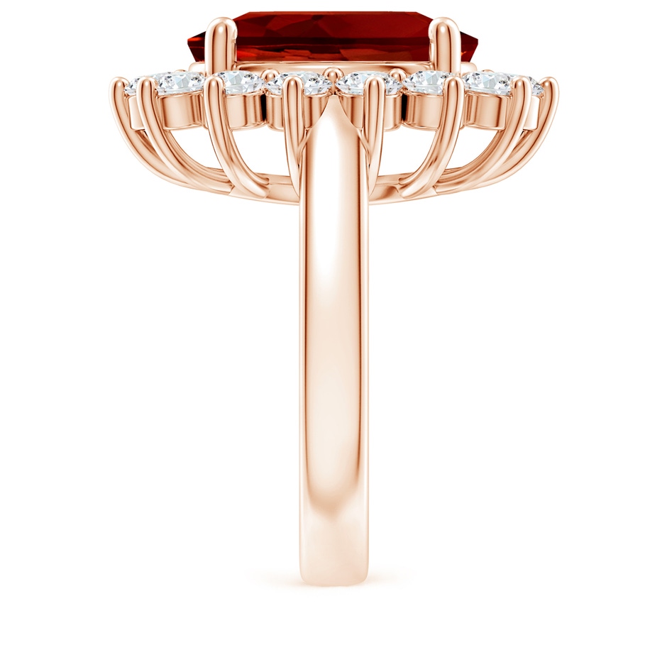 14x10mm Labgrown Lab-Grown Princess Diana Inspired Ruby Ring with Lab Diamond Halo in Rose Gold side 299