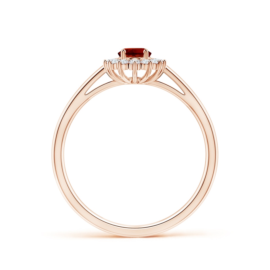 5x3mm Labgrown Lab-Grown Princess Diana Inspired Ruby Ring with Lab Diamond Halo in Rose Gold side 199