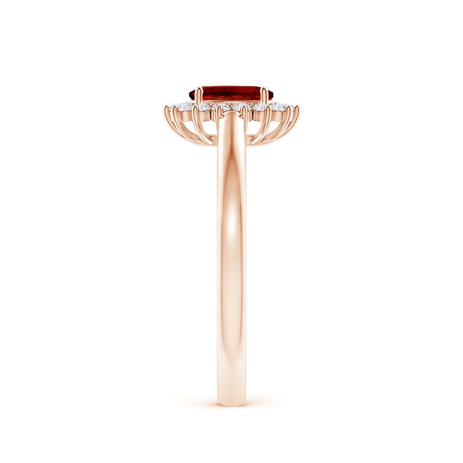 5x3mm Labgrown Lab-Grown Princess Diana Inspired Ruby Ring with Lab Diamond Halo in Rose Gold side 299
