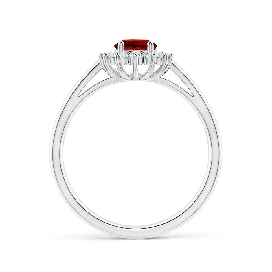 7x5mm Labgrown Lab-Grown Princess Diana Inspired Ruby Ring with Lab Diamond Halo in White Gold side 199