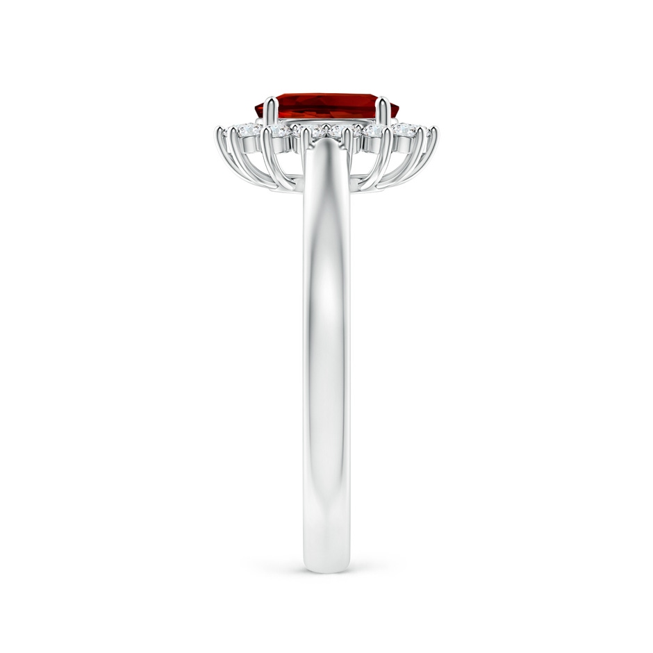 7x5mm Labgrown Lab-Grown Princess Diana Inspired Ruby Ring with Lab Diamond Halo in White Gold side 299