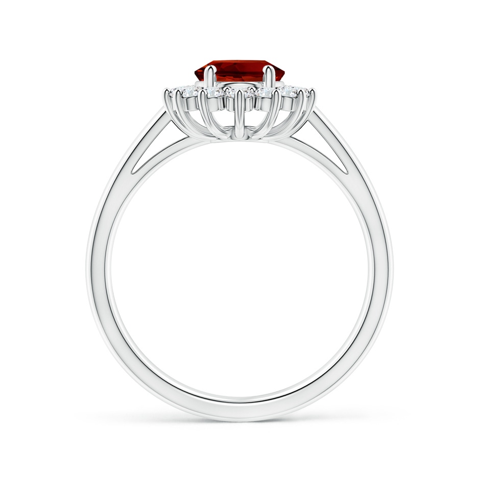 8x6mm Labgrown Lab-Grown Princess Diana Inspired Ruby Ring with Lab Diamond Halo in P950 Platinum side 199