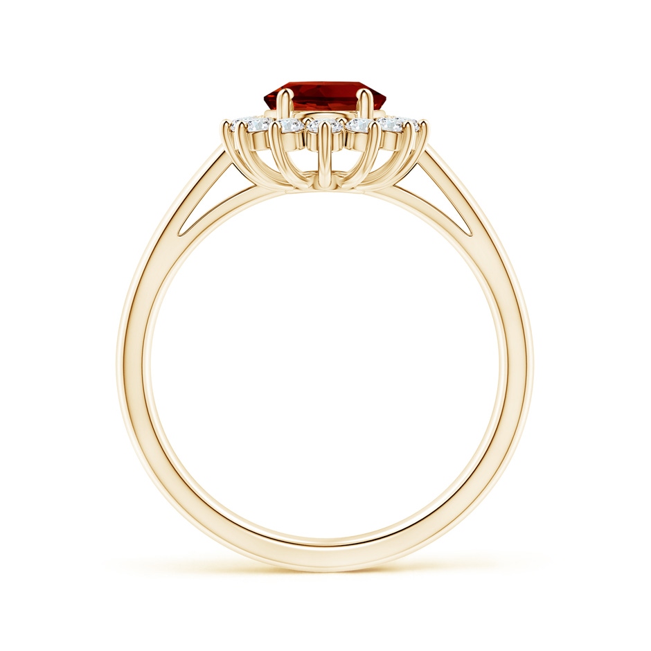 8x6mm Labgrown Lab-Grown Princess Diana Inspired Ruby Ring with Lab Diamond Halo in Yellow Gold side 199
