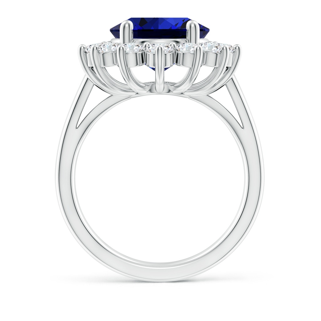 12x10mm Labgrown Lab-Grown Princess Diana Inspired Blue Sapphire Ring with Lab Diamond Halo in P950 Platinum Side 199