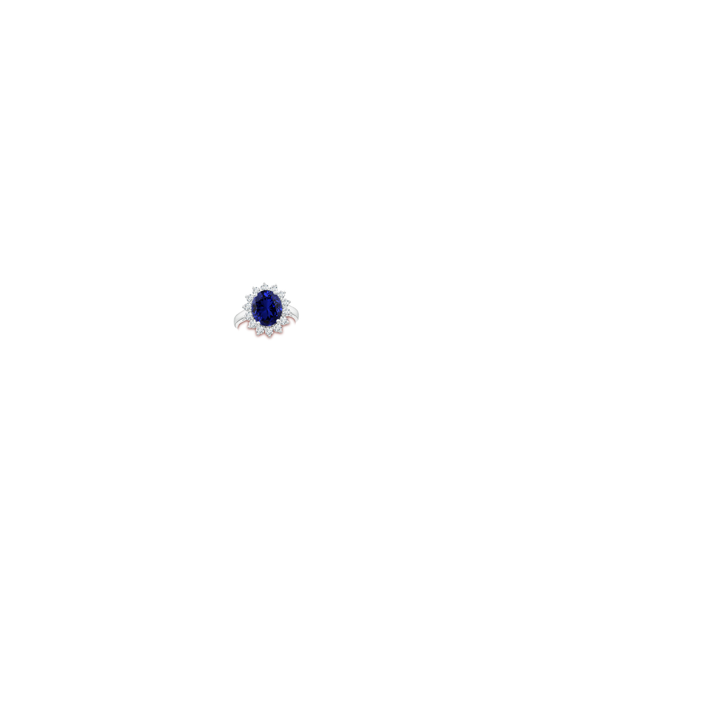 12x10mm Labgrown Lab-Grown Princess Diana Inspired Blue Sapphire Ring with Lab Diamond Halo in P950 Platinum hand