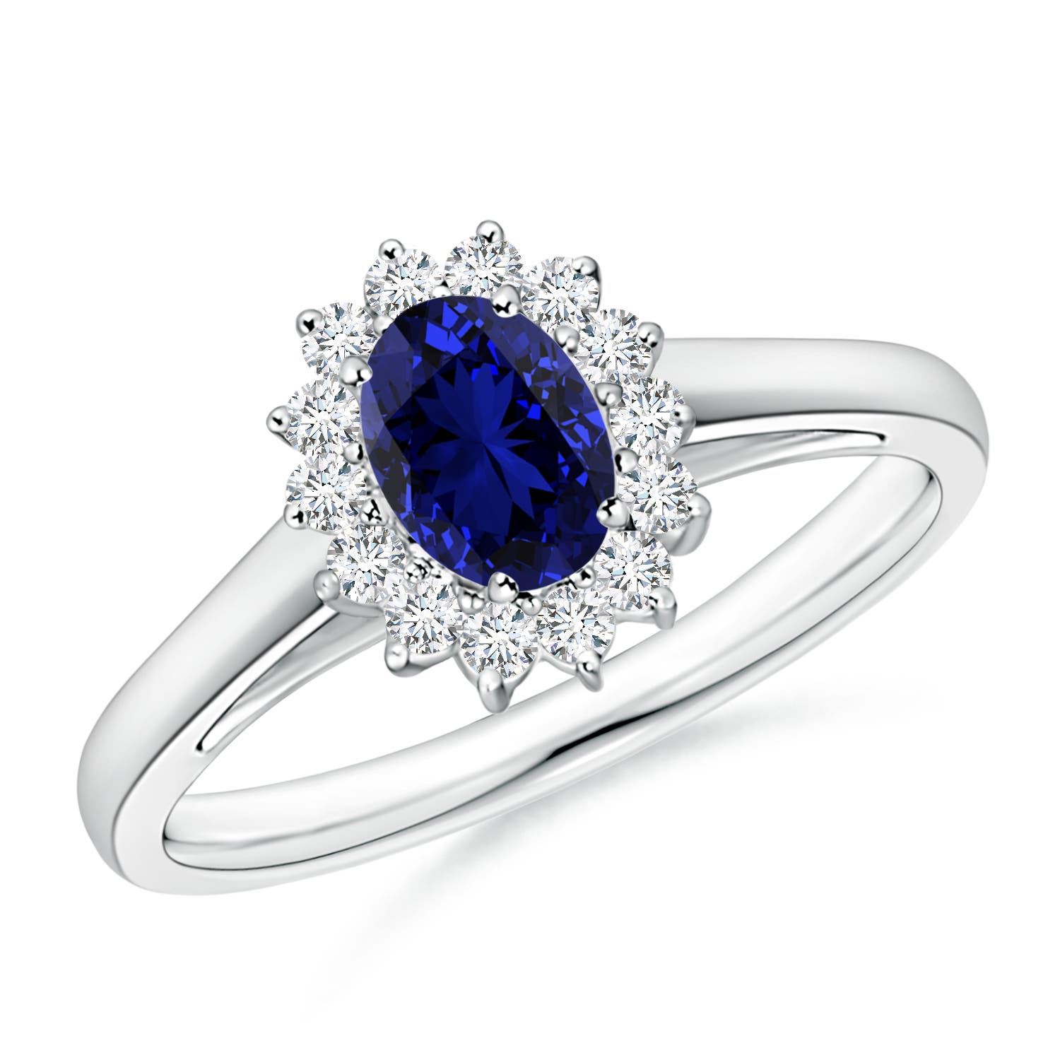 Premium - Lab-Grown Blue Sapphire / 0.8 CT / 18 KT White Gold