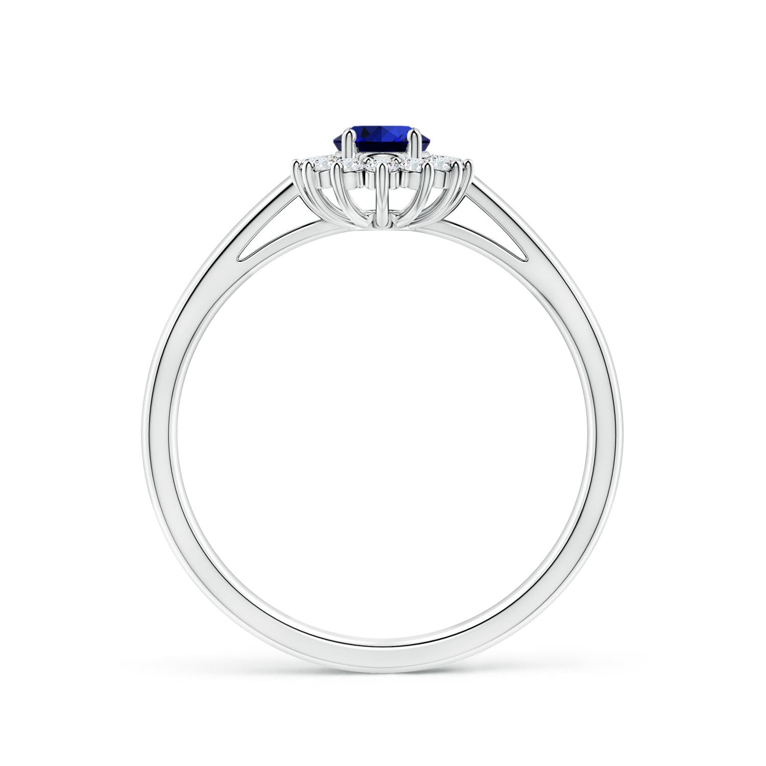 Premium - Lab-Grown Blue Sapphire / 0.8 CT / 18 KT White Gold