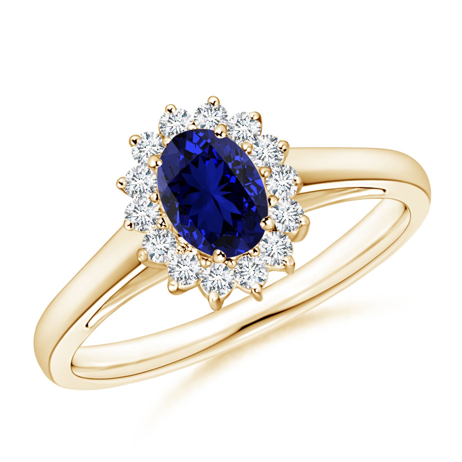 Premium - Lab-Grown Blue Sapphire / 0.8 CT / 18 KT Yellow Gold