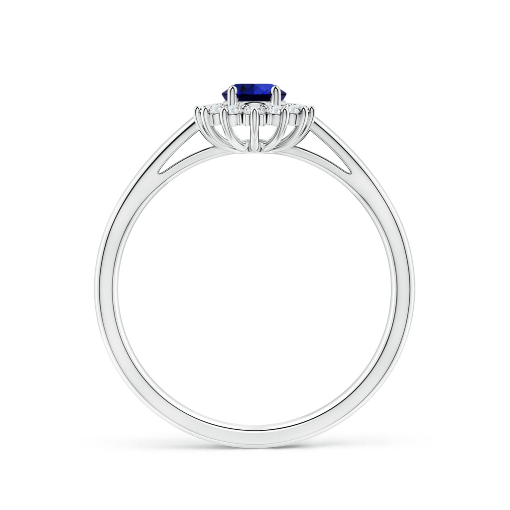 6x4mm Labgrown Lab-Grown Princess Diana Inspired Blue Sapphire Ring with Lab Diamond Halo in P950 Platinum Side 199