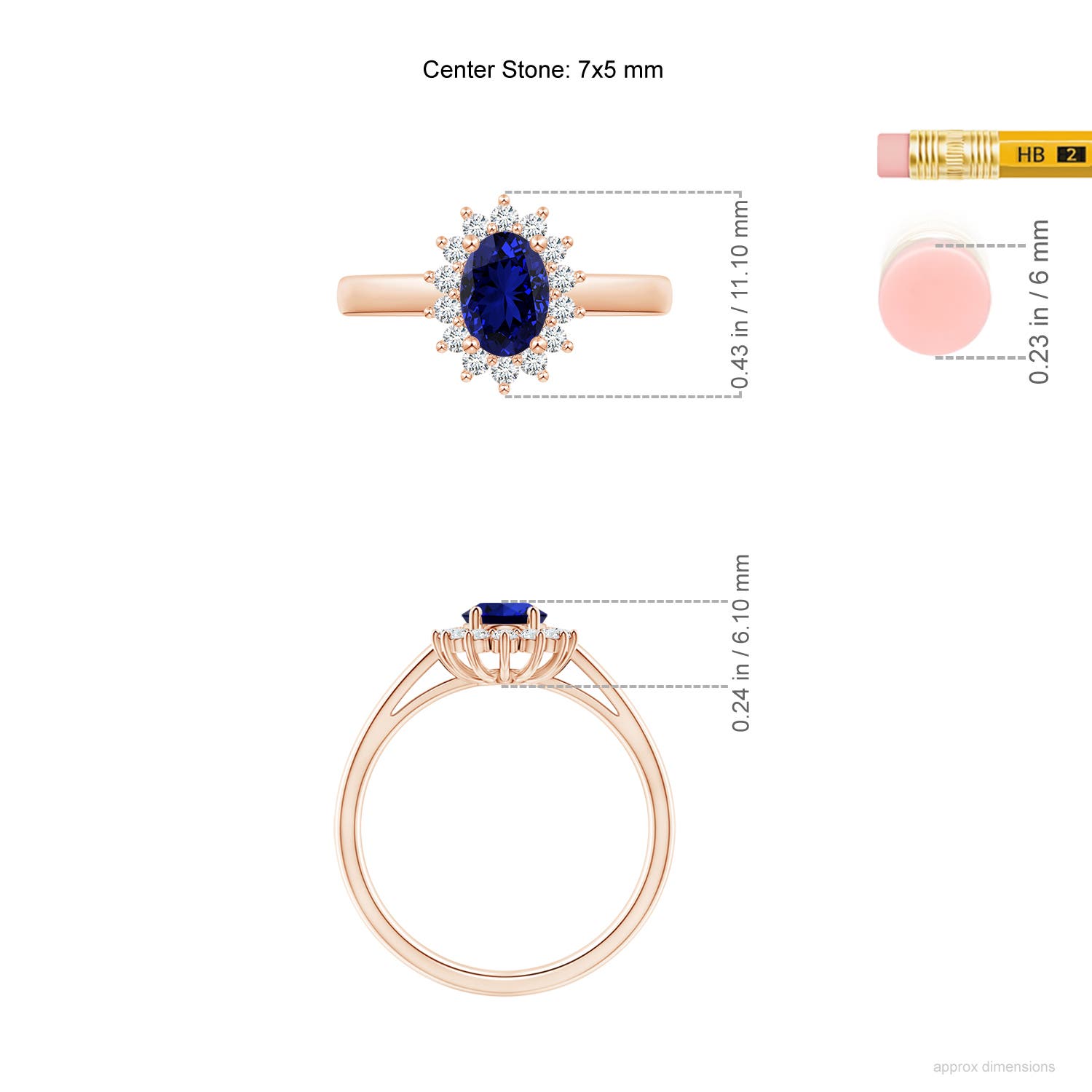 Premium - Lab-Grown Blue Sapphire / 1.1 CT / 18 KT Rose Gold