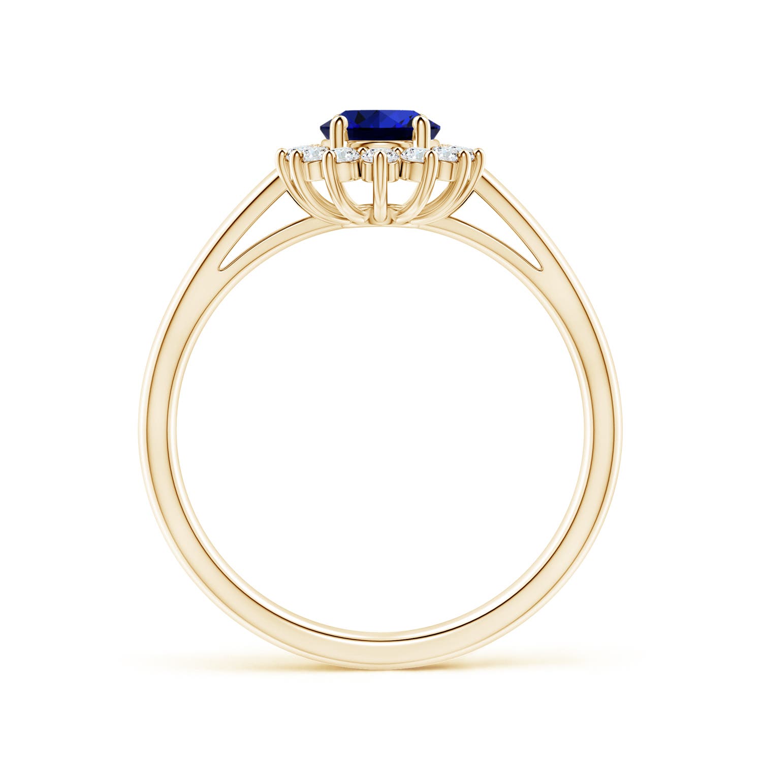 Premium - Lab-Grown Blue Sapphire / 1.1 CT / 18 KT Yellow Gold