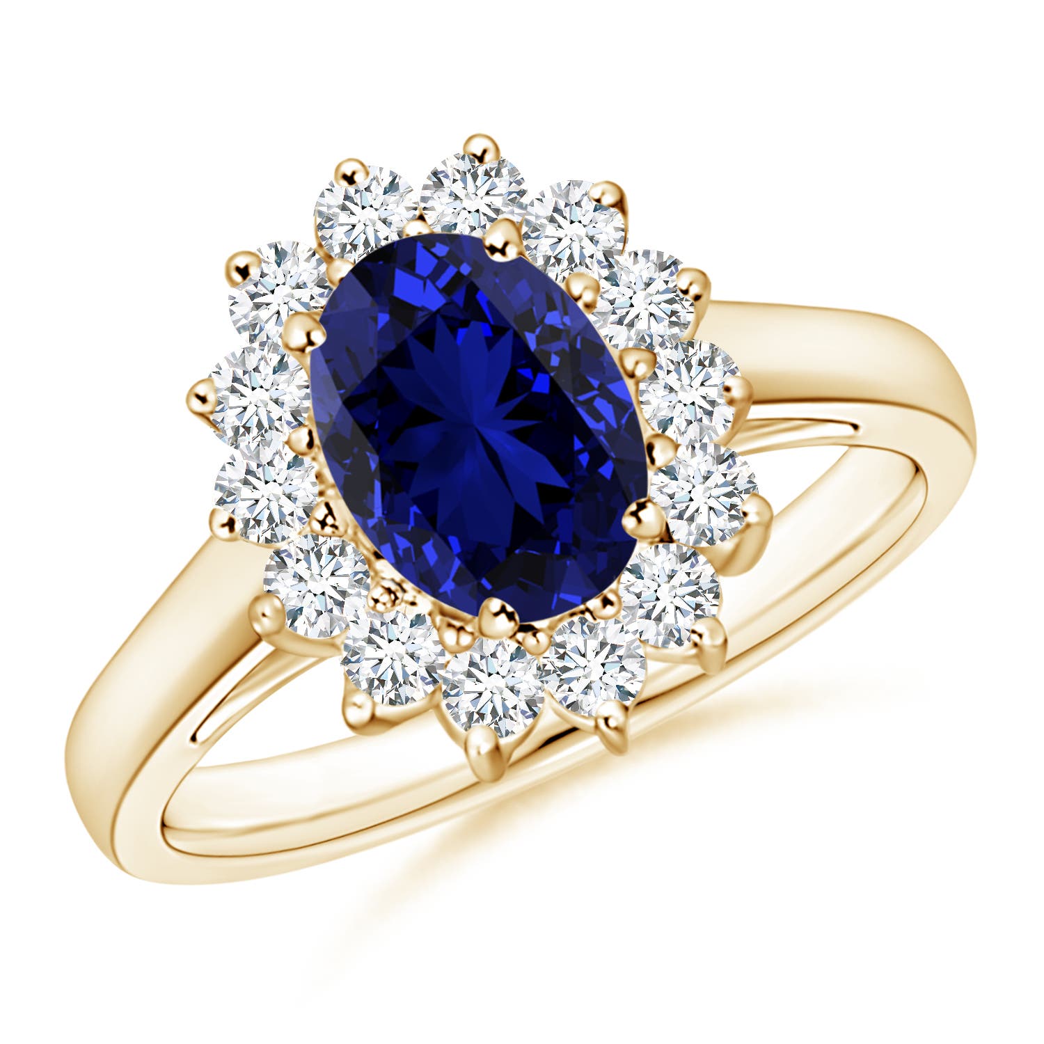 Premium - Lab-Grown Blue Sapphire / 1.9 CT / 18 KT Yellow Gold