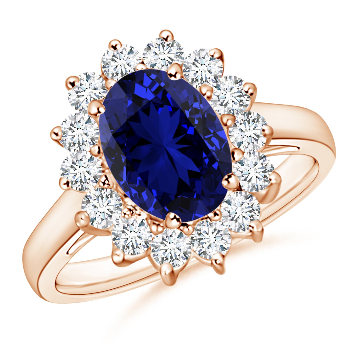 Premium - Lab-Grown Blue Sapphire / 2.49 CT / 18 KT Rose Gold