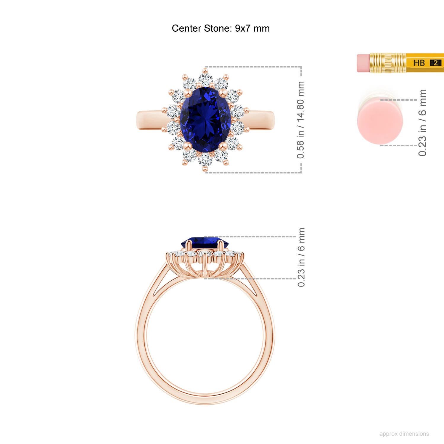 Premium - Lab-Grown Blue Sapphire / 2.49 CT / 18 KT Rose Gold