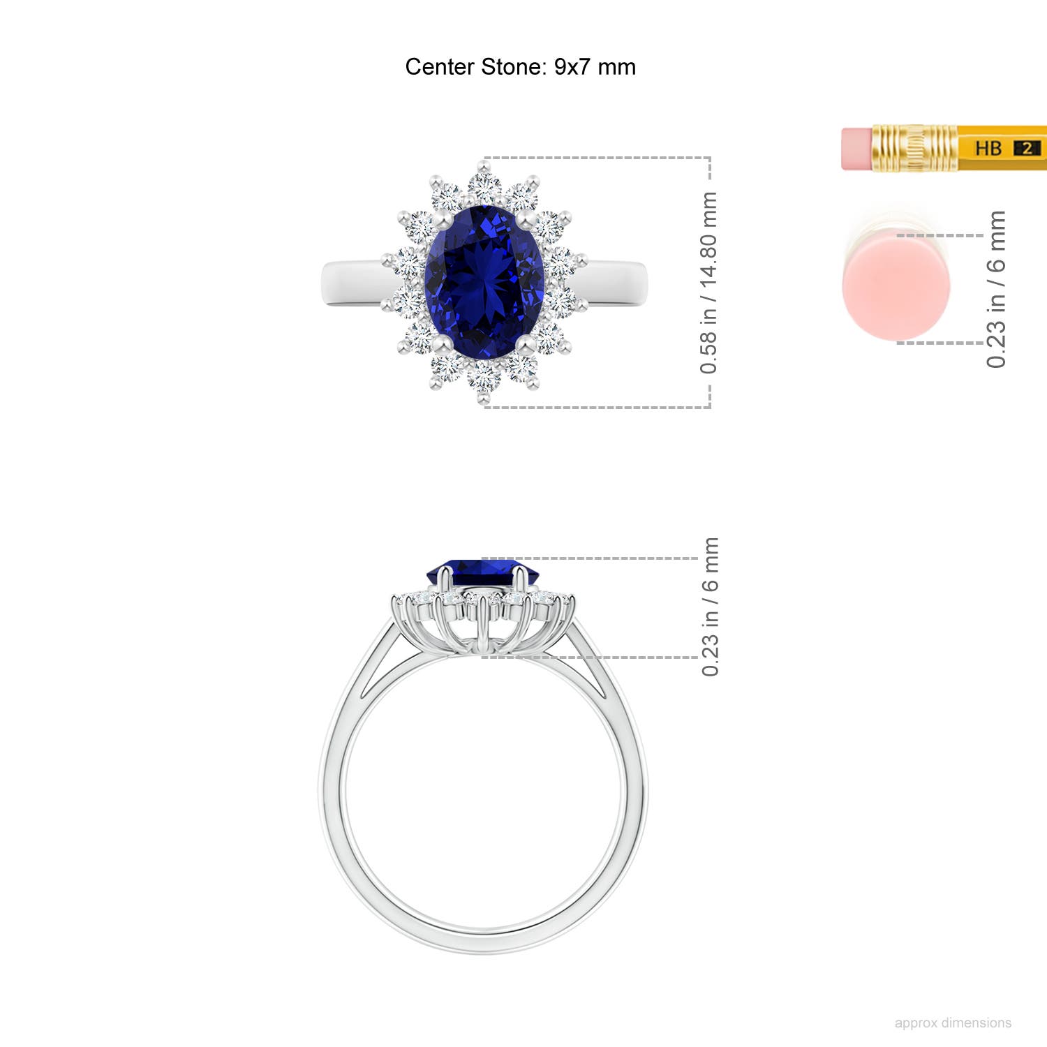 Premium - Lab-Grown Blue Sapphire / 2.49 CT / 18 KT White Gold