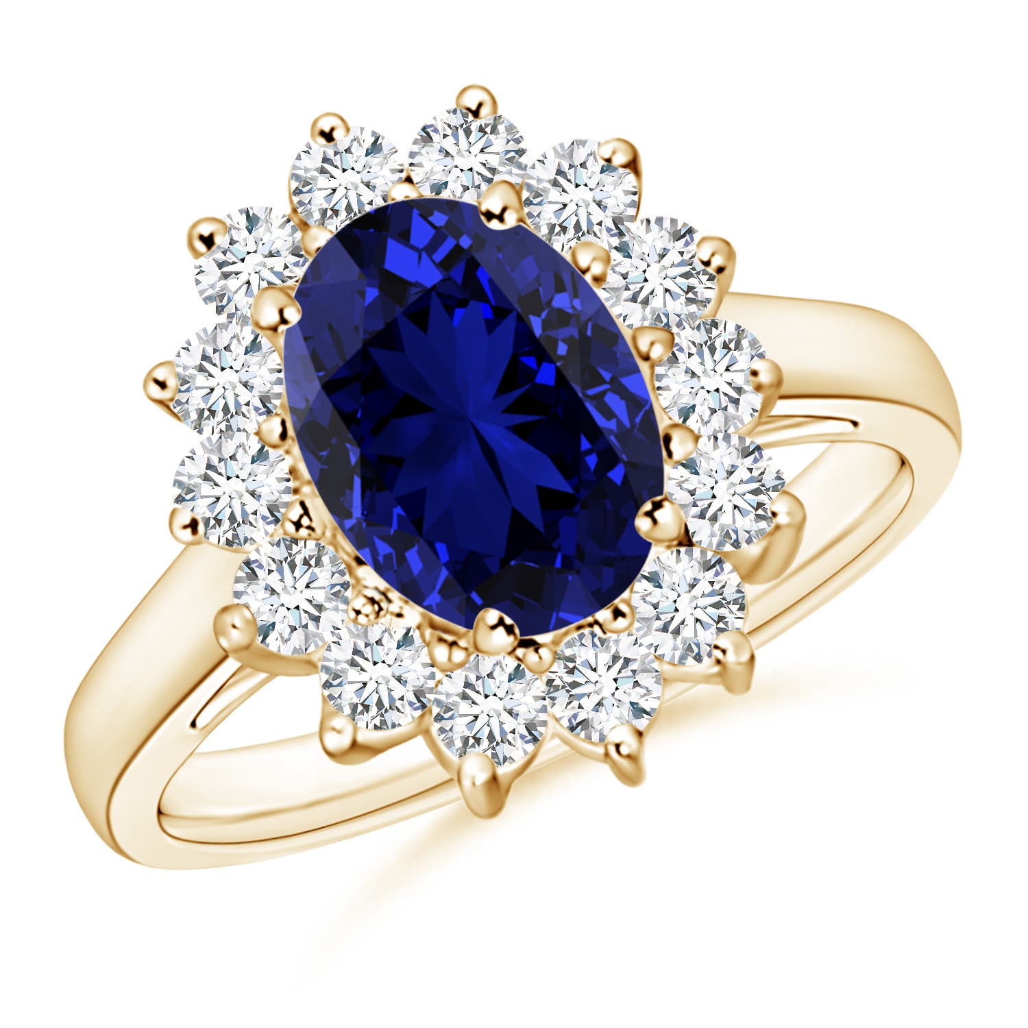 Premium - Lab-Grown Blue Sapphire / 2.49 CT / 18 KT Yellow Gold