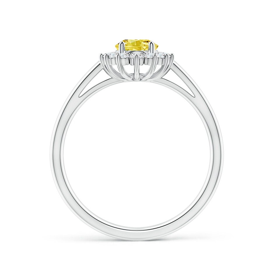 7x5mm Labgrown Princess Diana Inspired Lab-Grown Fancy Intense Yellow Diamond Ring with Halo in P950 Platinum side 199