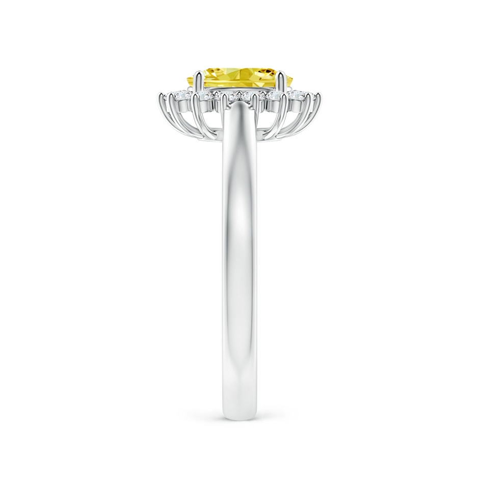 7x5mm Labgrown Princess Diana Inspired Lab-Grown Fancy Intense Yellow Diamond Ring with Halo in P950 Platinum side 299