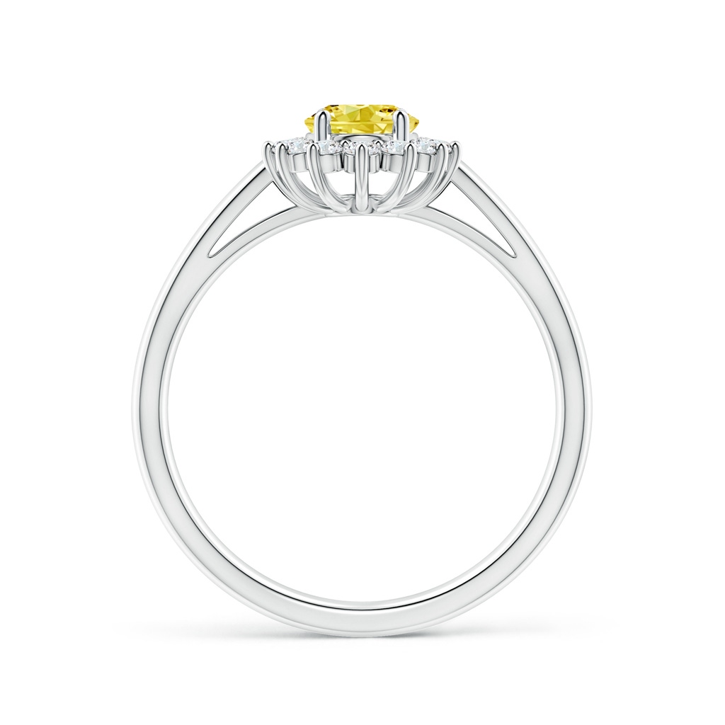 7x5mm Labgrown Princess Diana Inspired Lab-Grown Fancy Intense Yellow Diamond Ring with Halo in White Gold - side 199