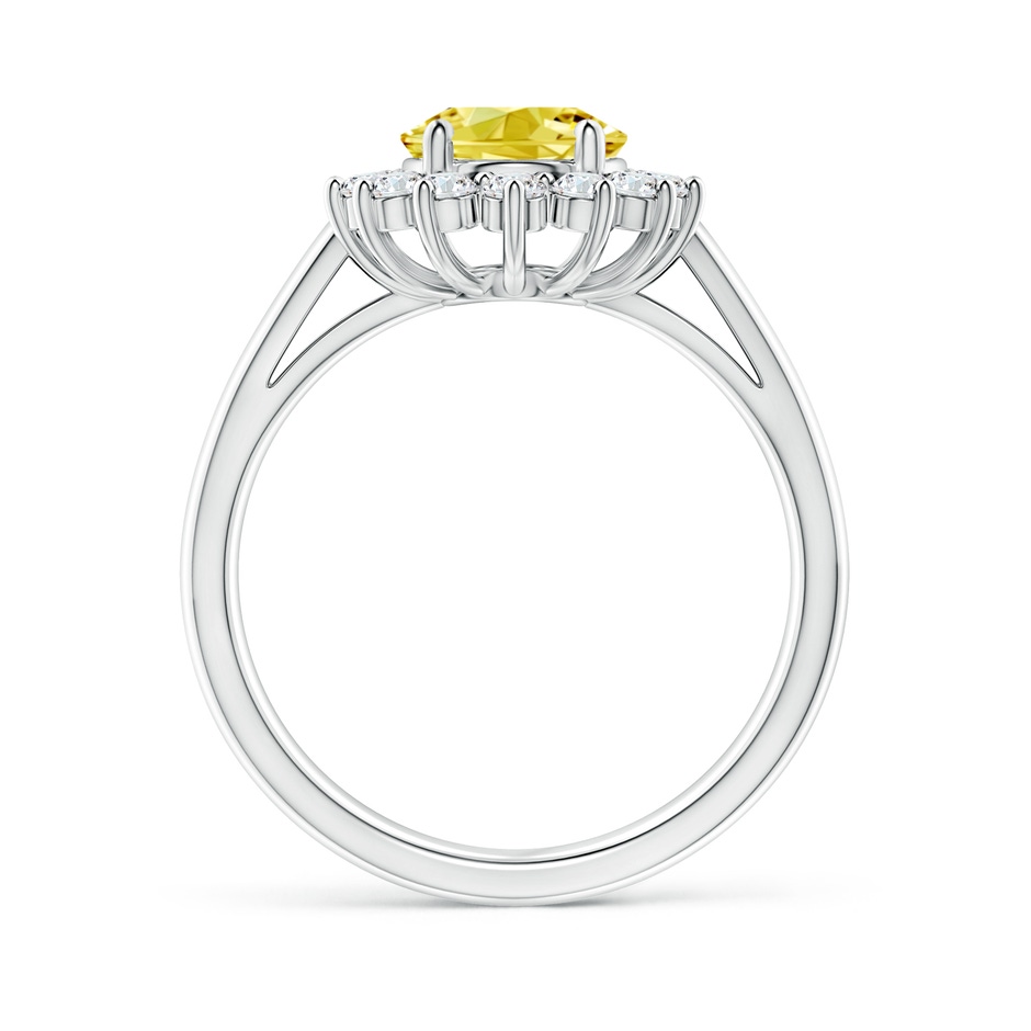 9x7mm Labgrown Princess Diana Inspired Lab-Grown Fancy Intense Yellow Diamond Ring with Halo in P950 Platinum side 199