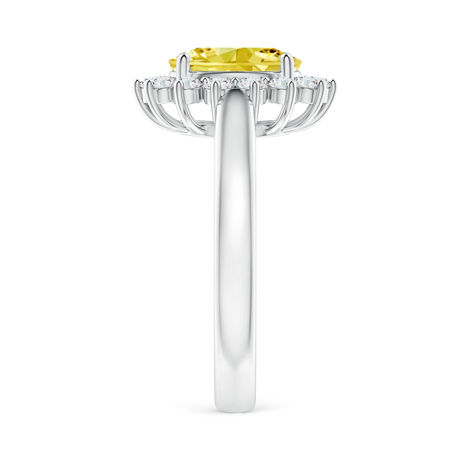 9x7mm Labgrown Princess Diana Inspired Lab-Grown Fancy Intense Yellow Diamond Ring with Halo in P950 Platinum side 299