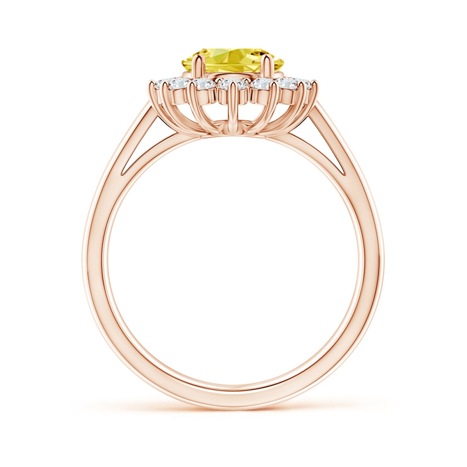 9x7mm Labgrown Princess Diana Inspired Lab-Grown Fancy Intense Yellow Diamond Ring with Halo in Rose Gold side 199