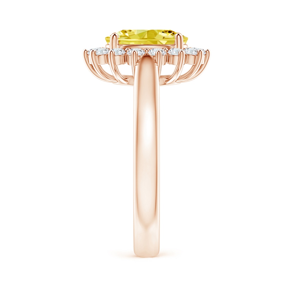 9x7mm Labgrown Princess Diana Inspired Lab-Grown Fancy Intense Yellow Diamond Ring with Halo in Rose Gold side 299