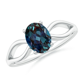 8x6mm Labgrown Prong-Set Solitaire Lab-Grown Alexandrite Split Shank Ring in White Gold