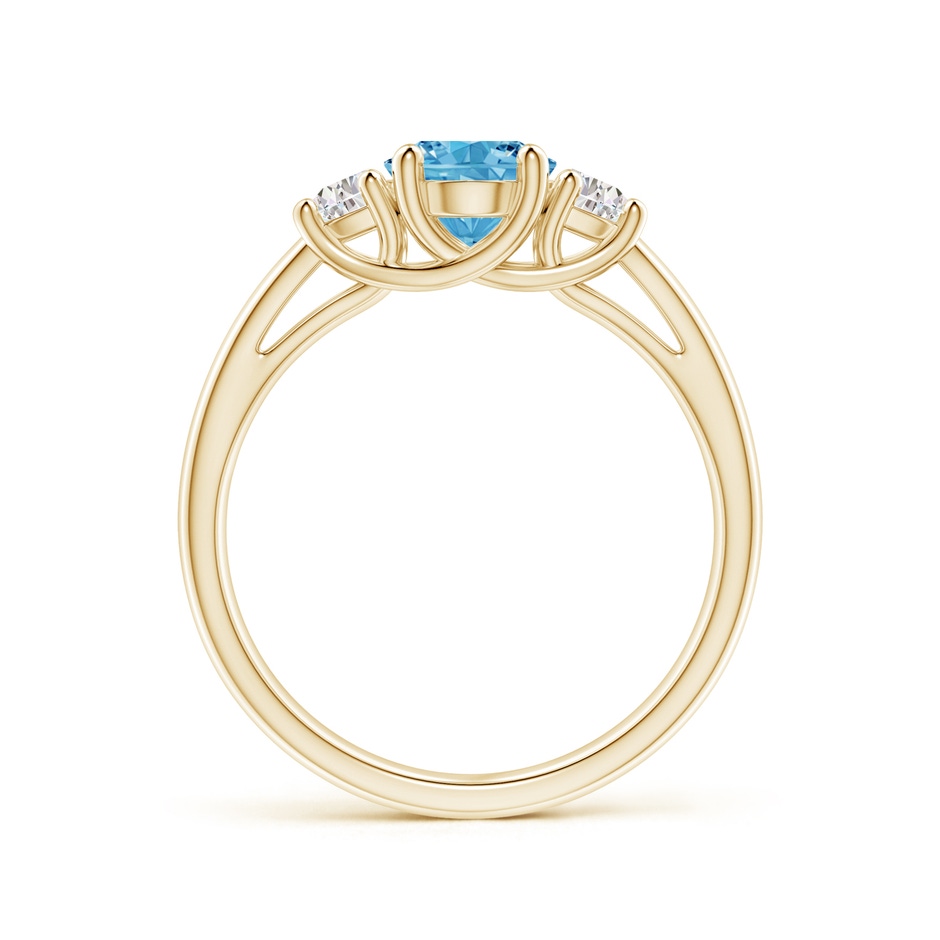 8x6mm Labgrown Three Stone Oval Lab-Grown Fancy Intense Blue and Half Moon White Diamond Ring in Yellow Gold side 199