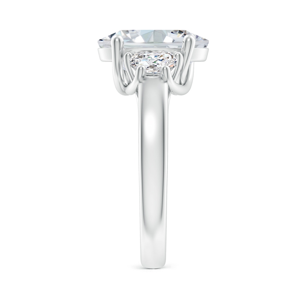 12x8mm FGVS Lab-Grown Oval and Half Moon Diamond Three Stone Ring in P950 Platinum Side 299