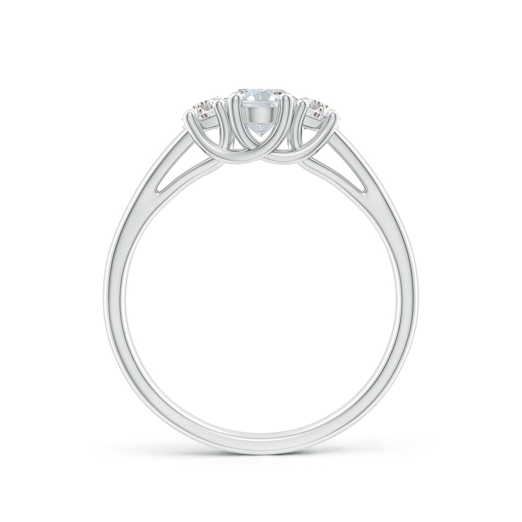 6x4mm FGVS Lab-Grown Oval and Half Moon Diamond Three Stone Ring in White Gold - side 199
