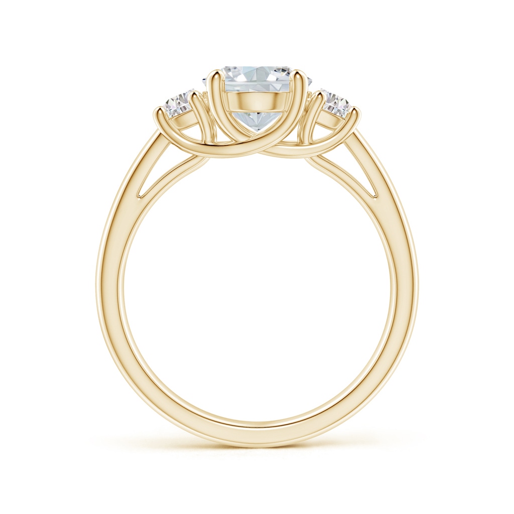9x7mm FGVS Lab-Grown Oval and Half Moon Diamond Three Stone Ring in Yellow Gold - side 199