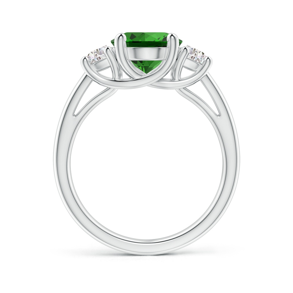 10x8mm Labgrown Lab-Grown Three Stone Oval Emerald and Half Moon Diamond Ring in White Gold - side 199