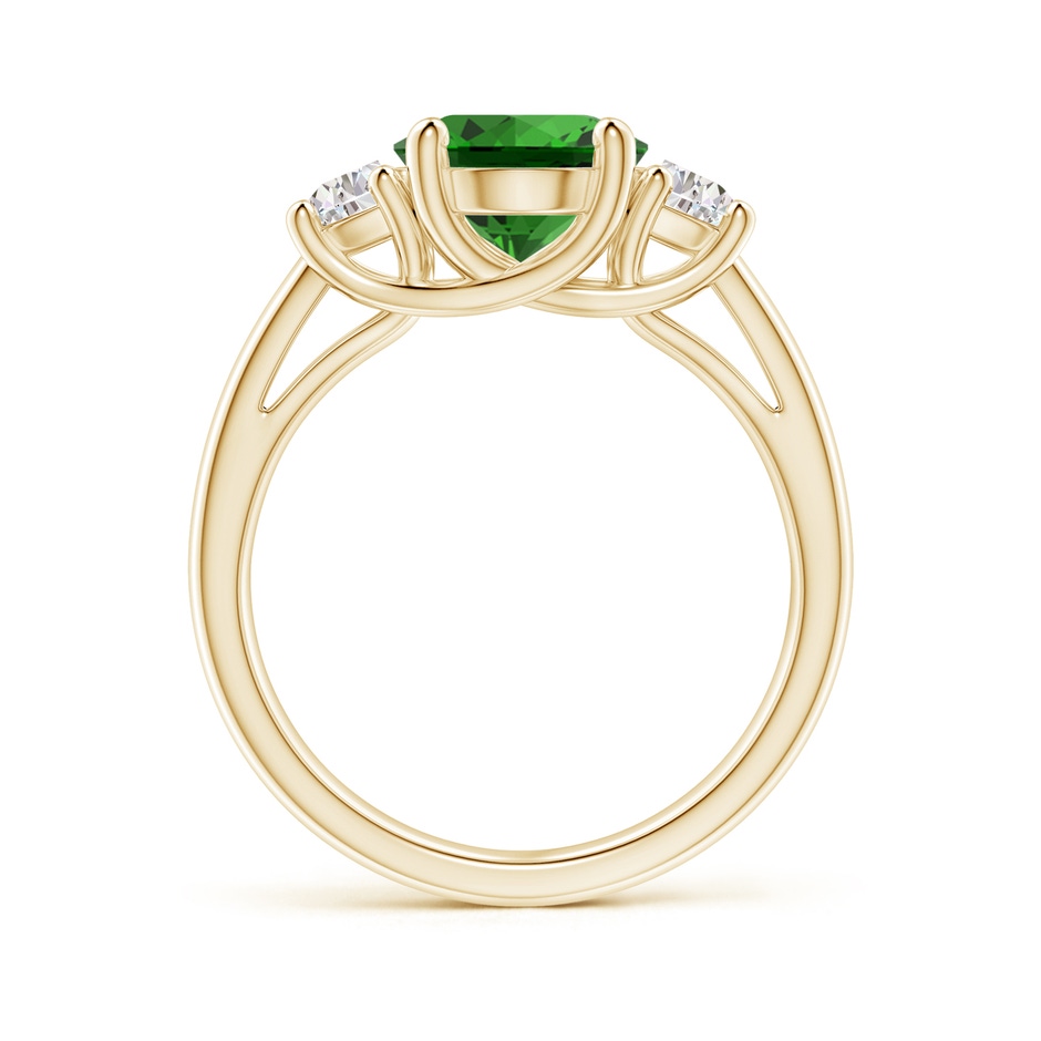 10x8mm Labgrown Lab-Grown Three Stone Oval Emerald and Half Moon Diamond Ring in Yellow Gold side 199