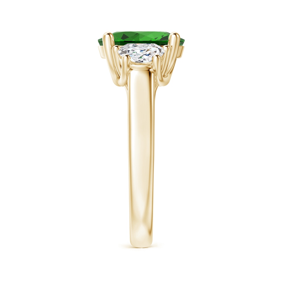 10x8mm Labgrown Lab-Grown Three Stone Oval Emerald and Half Moon Diamond Ring in Yellow Gold side 299