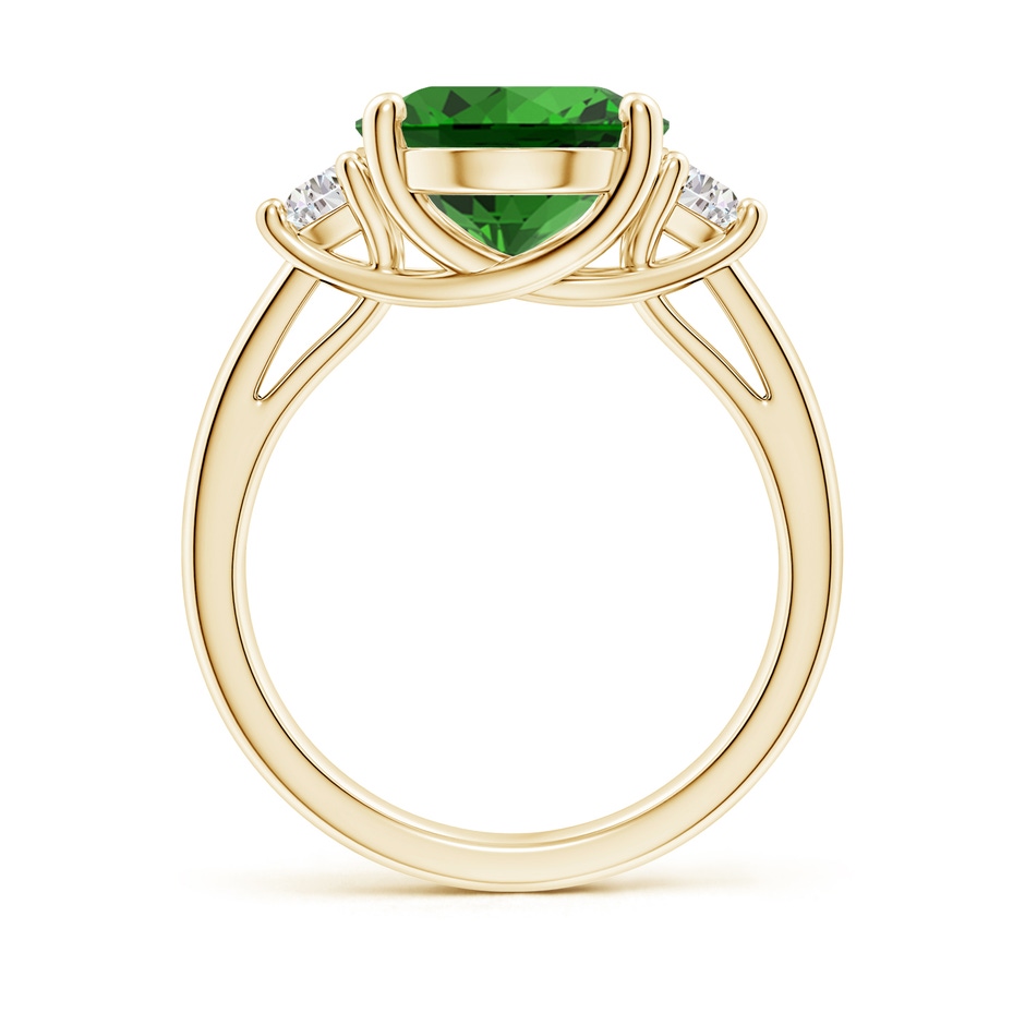 12x10mm Labgrown Lab-Grown Three Stone Oval Emerald and Half Moon Diamond Ring in Yellow Gold side 199